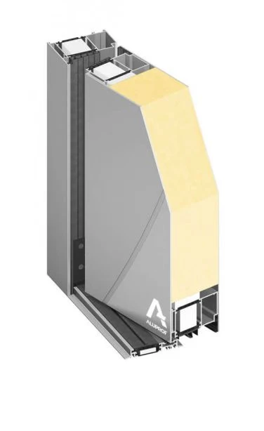 Corte da porta em alumínio com painel isolante