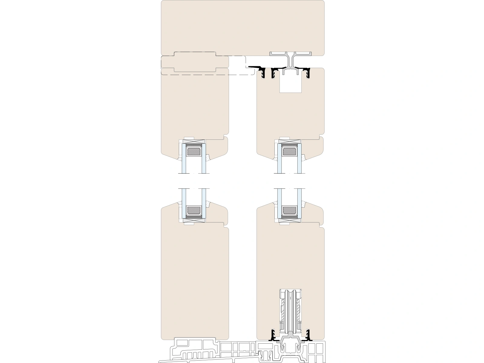 Corte vertical com soleira de 22 mm — Naturo 68 HST