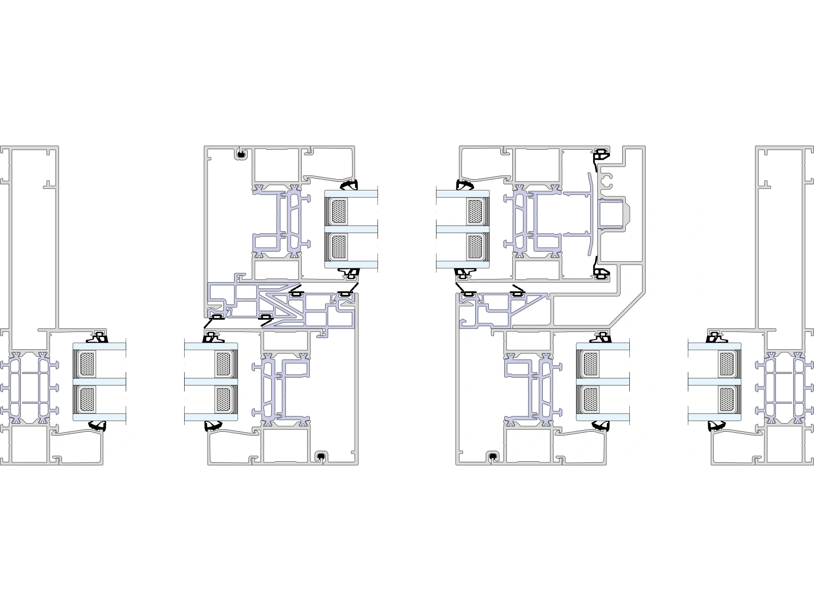 Corte horizontal OXO monocalha — Reynaers MasterPatio