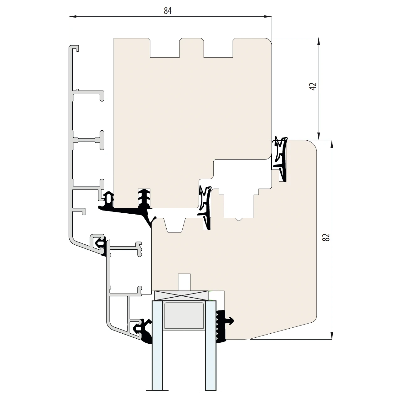 Corte horizontal padrão — Naturo 68 ALU